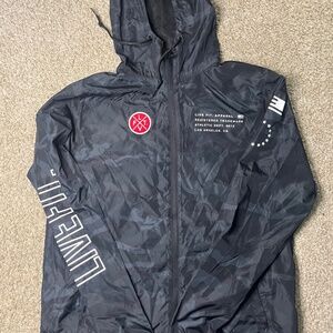 Live Fit LVFT Men’s Windbreaker Jacket – Black Camo – Size Medium – NWOT